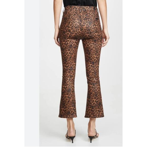 7 For All Mankind Slim Kick Leopard Printed Flare Capri Jeans - Picture 2 of 5